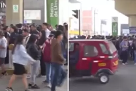 Caos y largas colas se reportan en la Lnea 1 del Metro de Lima.