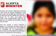Mininter anuncia aparicin de menor de edad de 11 aos reportada como desaparecida