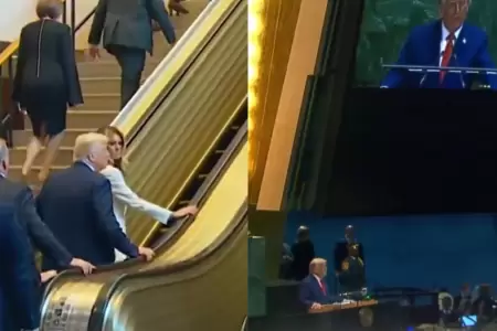 La escalera y el teleprnter le fallaron a Donald Trump.
