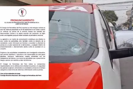Pronunciamiento del Colegio de Periodistas del Per sobre ataque armado contra E
