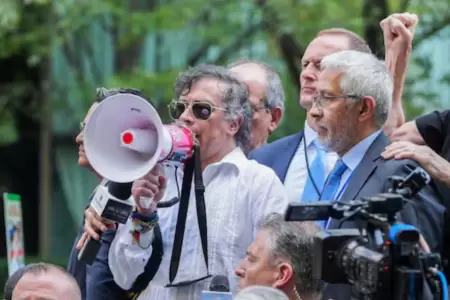 Petro en su discurso pblico en Nueva York.