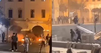 Manifestantes logran ingresar a Plaza San Mrtn y generan caos y destrozos