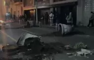 Caos en el Centro de Lima: Manifestantes ocasionan daos al ornato en el Jr. de la Unin