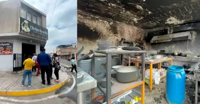 Incendio arrasa pollera en Tacna.