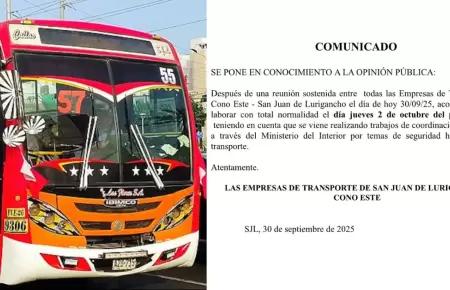Empresas de SJL y Cono Este no acataran paro del 2 de octubre