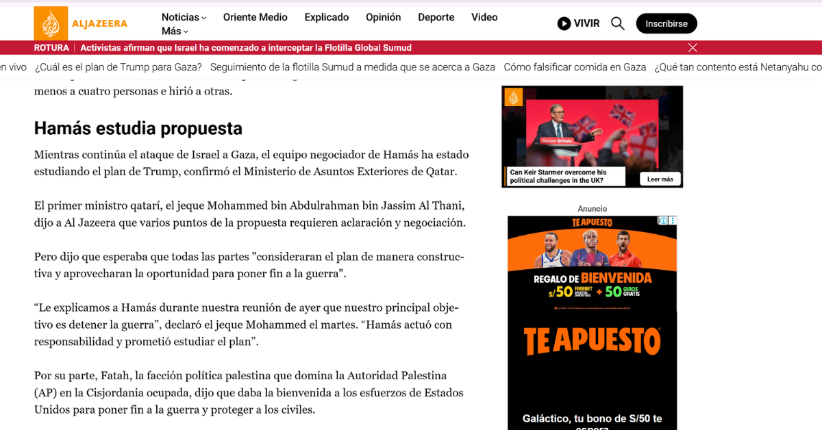 As inform Al Jazeera sobre reunin de Hams y las delegaciones de Egipto, Qatar y Turqua