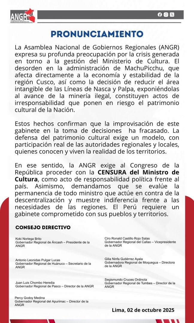 Comunicado de la ANGR.