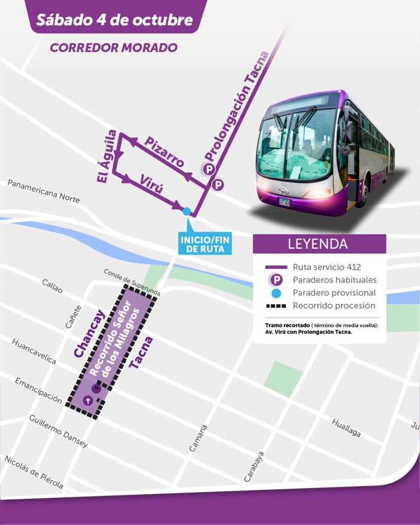 Recorrido del corredor Morado.