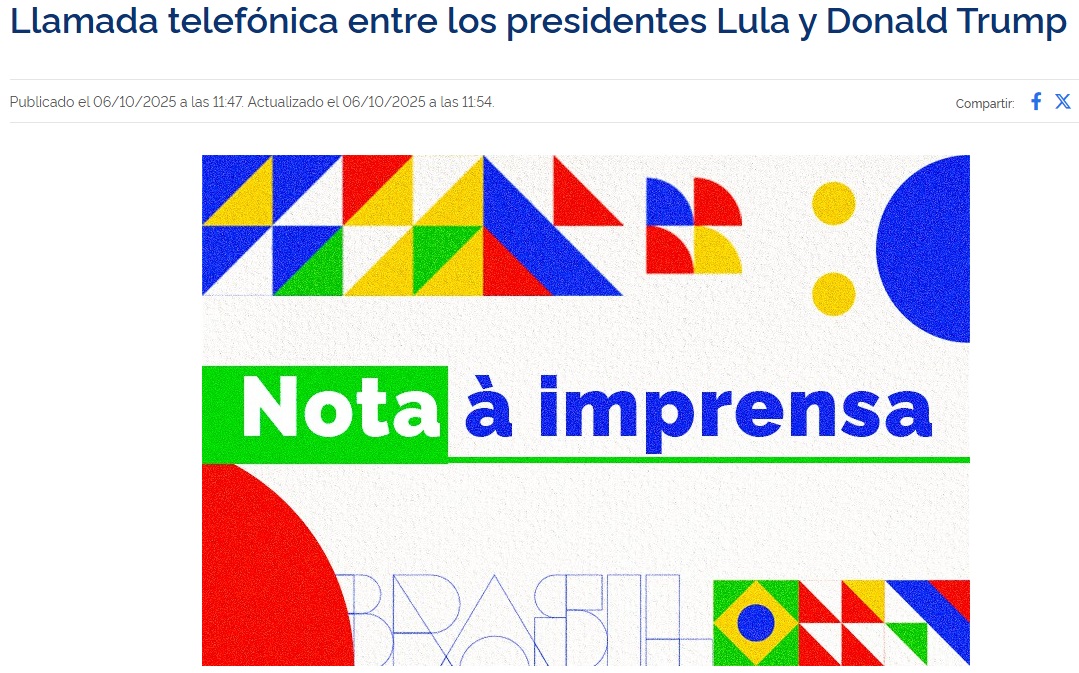 Nota de prensa del gobierno brasileo.