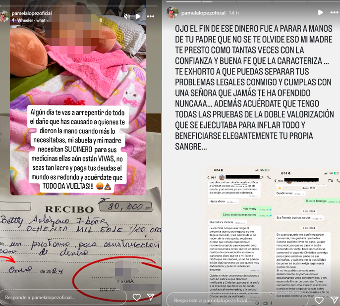 Pamela Lpez exige a Cueva que pague deuda a su madre y abuela.