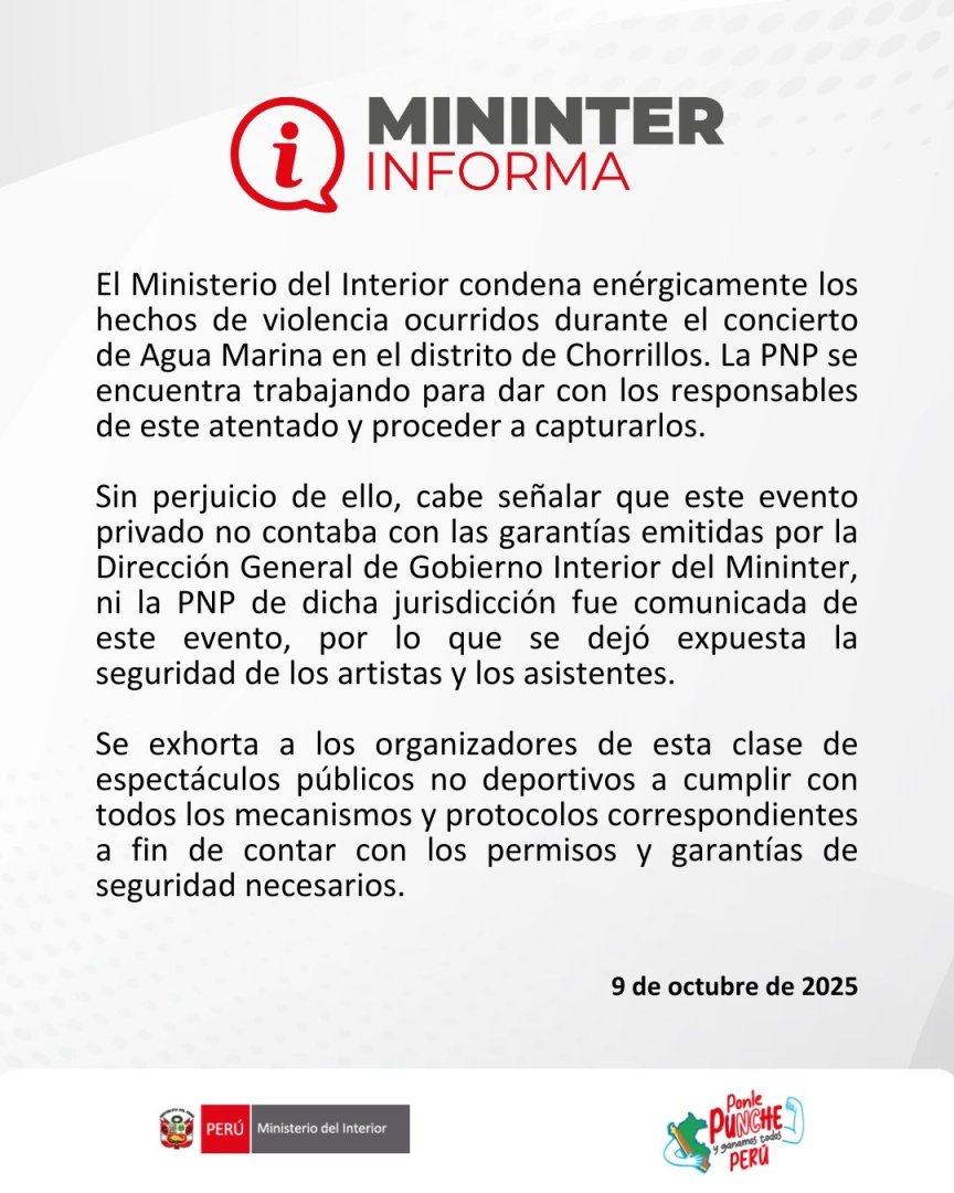 Mininter seala que evento no contaba con las garantas.