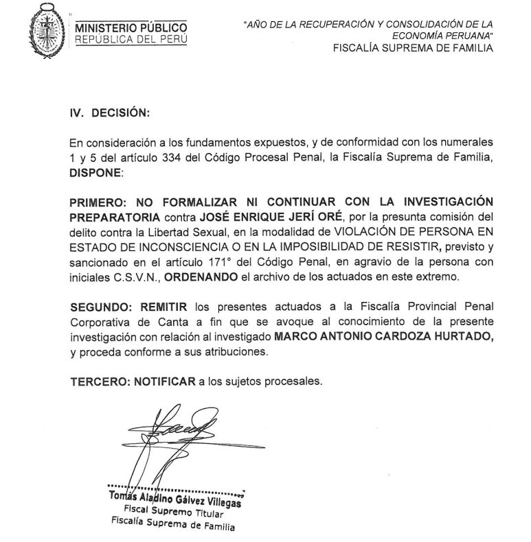 Resolucin del Ministerio Pblico.