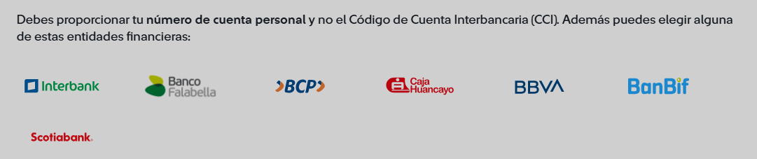 Entidades bancarias autorizadas para recibir tus aportes.