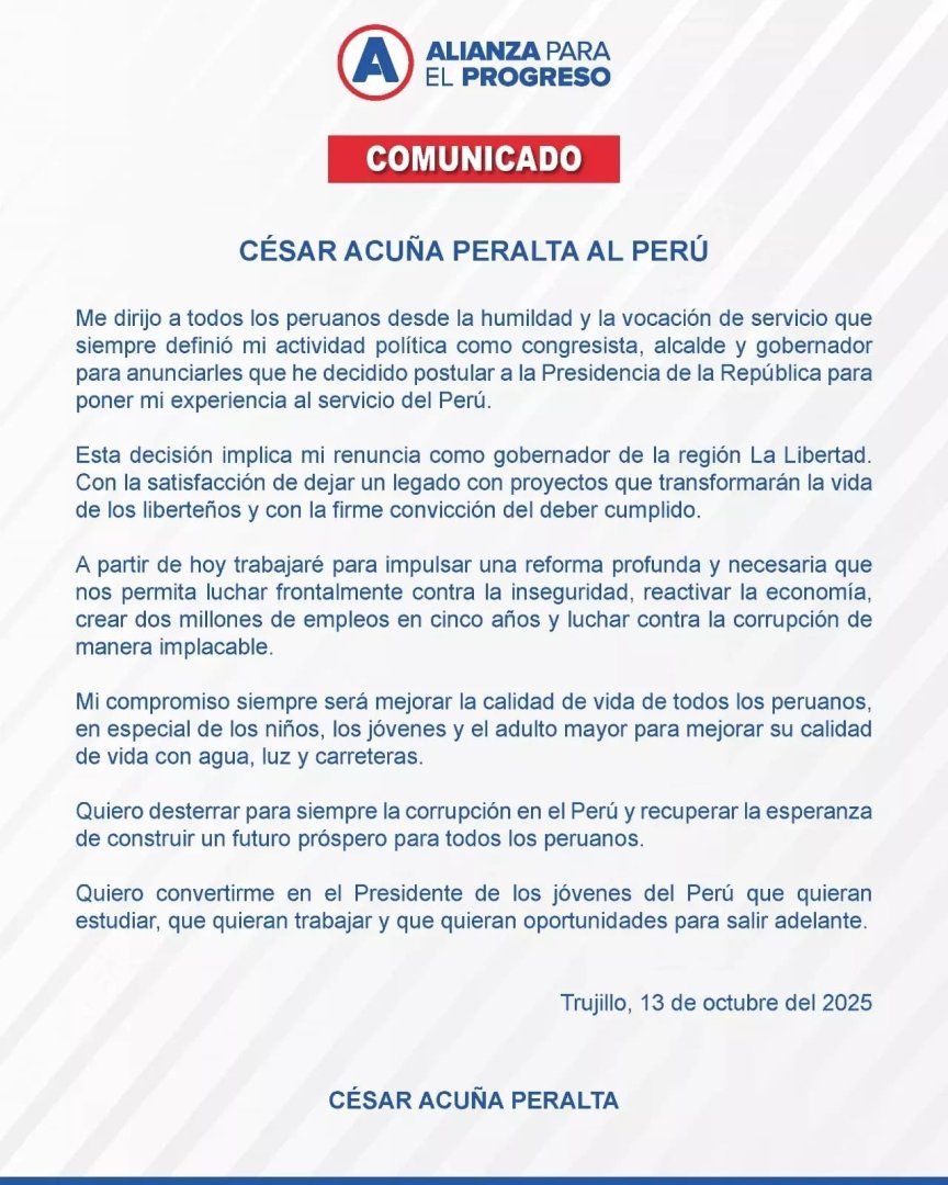 Comunicado de Csar Acua