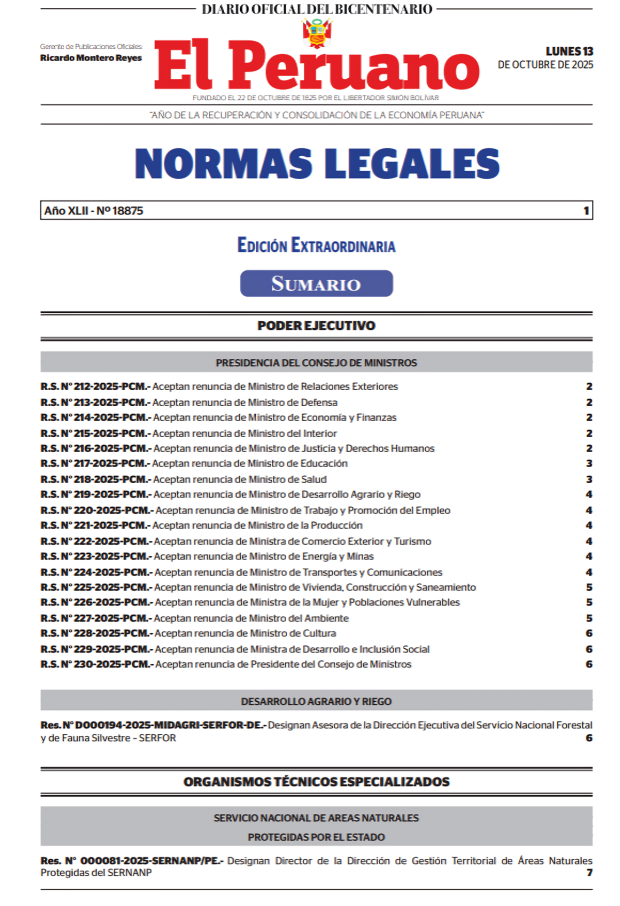 Resolucin suprema N 230-2025-PCM