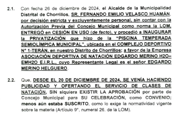 Argumentos para pedir la vacancia de Fernando Velasco.
