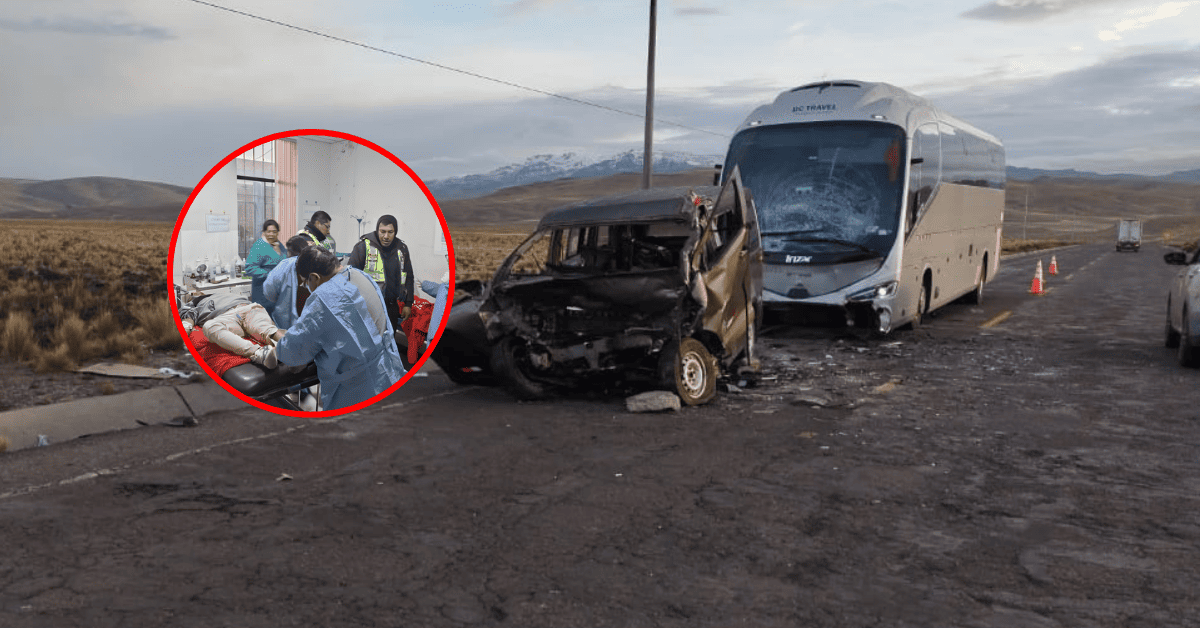 Tragedia en vía Juliaca - Arequipa: Choque entre miniván y bus turístico deja al menos cinco fallecidos