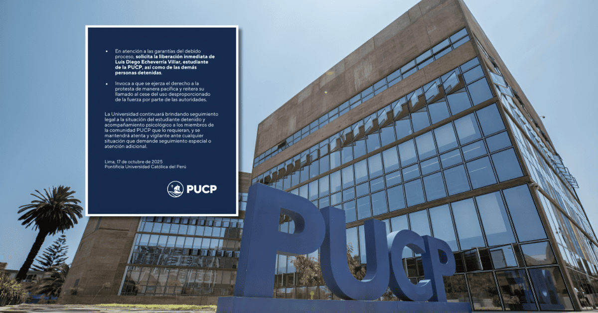 PUCP solicita liberación inmediata de estudiante detenido en marcha nacional del 15 de octubre