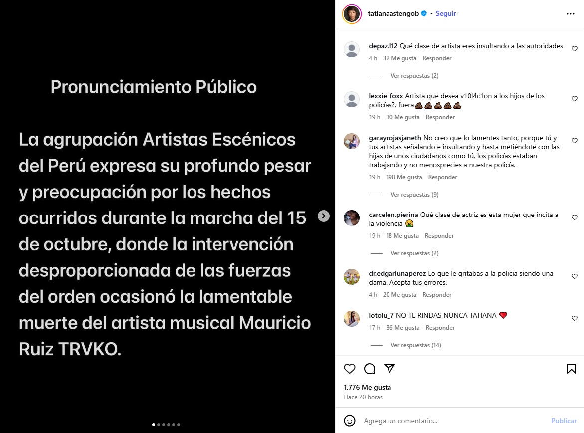 Crticas en redes contra Tatiana Astengo.