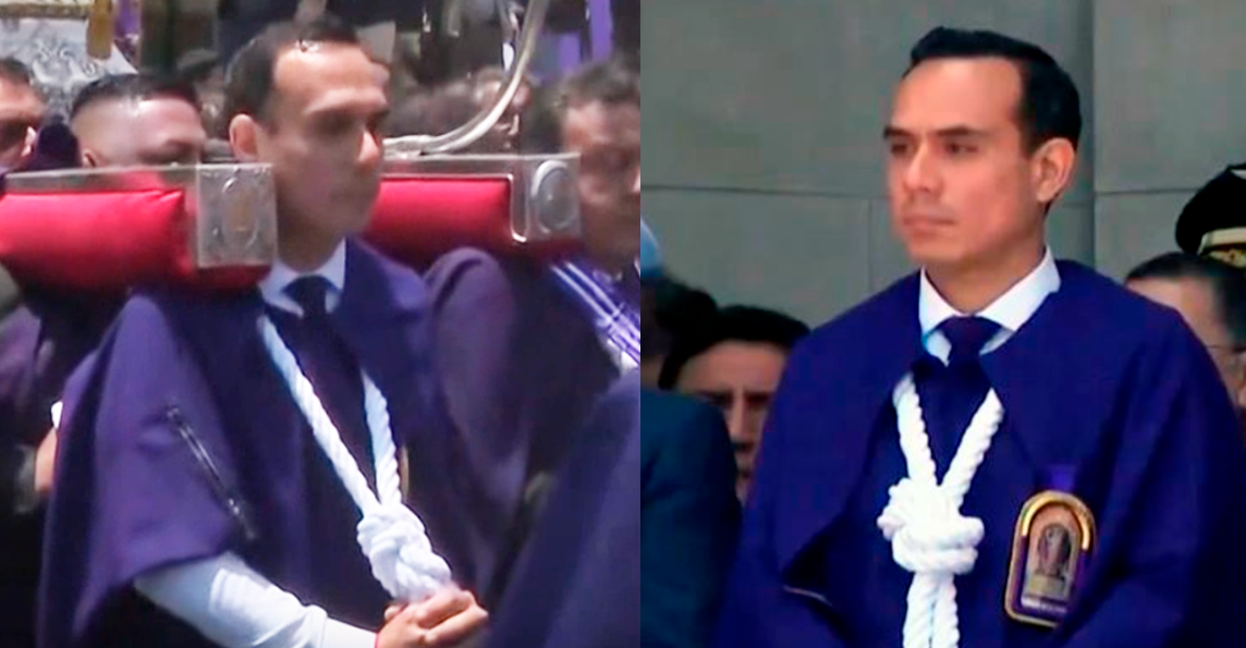 Jos Jer carg el anda del Cristo Moreno por varios minutos, acompaado de sus ministros de Estado.