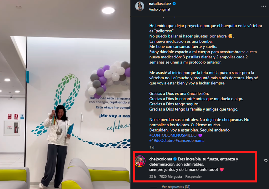 Mensaje de apoyo de Sergio Coloma a Natalia Salas.