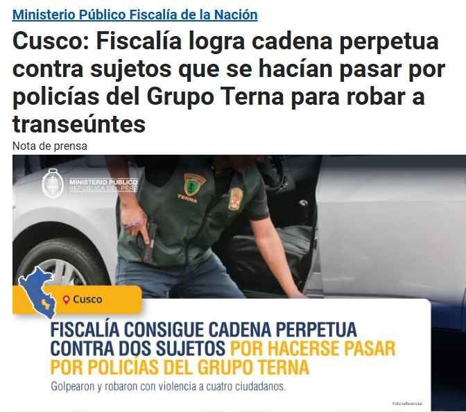 Comunicado de la Fiscala sobre los condenados a cadena perpetua.