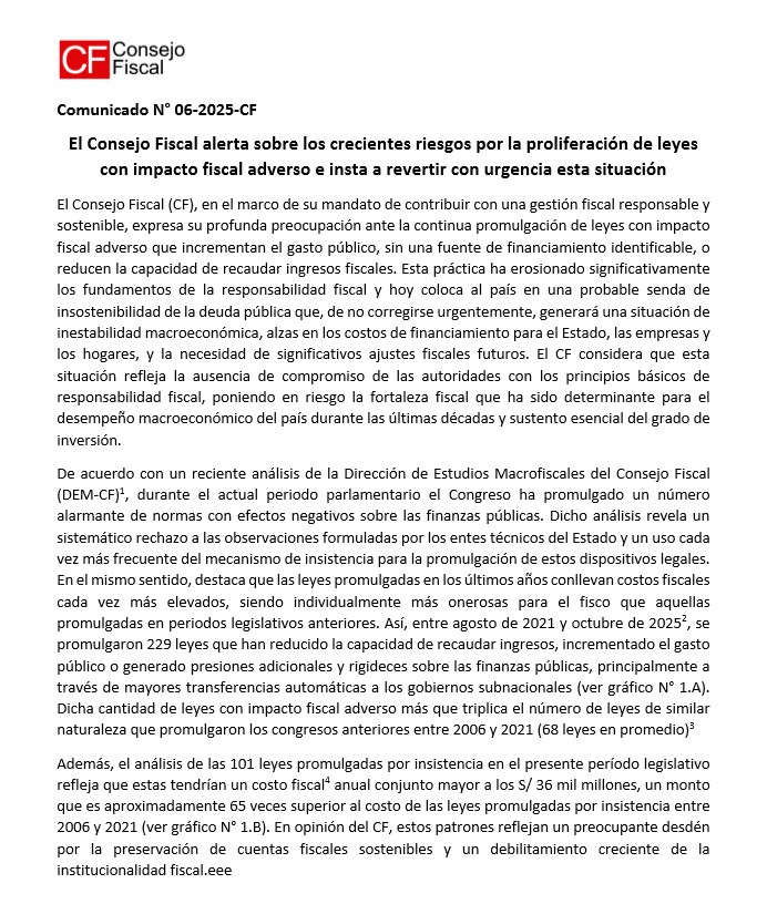 Comunicado del Consejo Fiscal