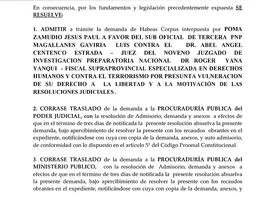 PJ admite hábeas corpus por detención preliminar de suboficial Luis Magallanes
