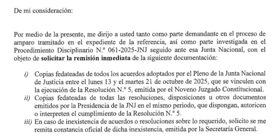 Carta notarial de Delia Espinoza enviado a la JNJ.
