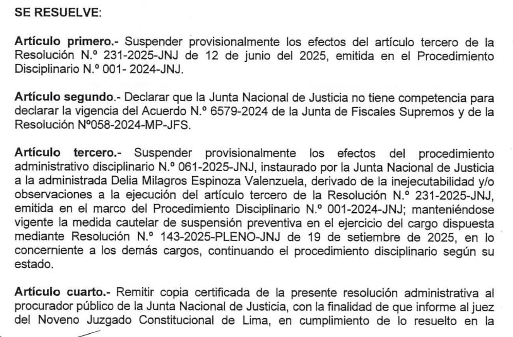 Resolucin de la JNJ sobre la reposicin de Delia Espinoza.
