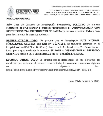 Impedimento de salida para suboficial Luis Magallanes