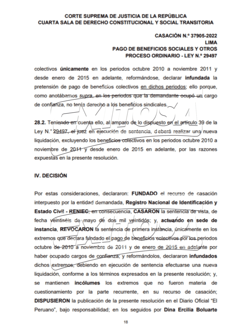 Sentencia de la Corte Suprema de demanda de Boluarte