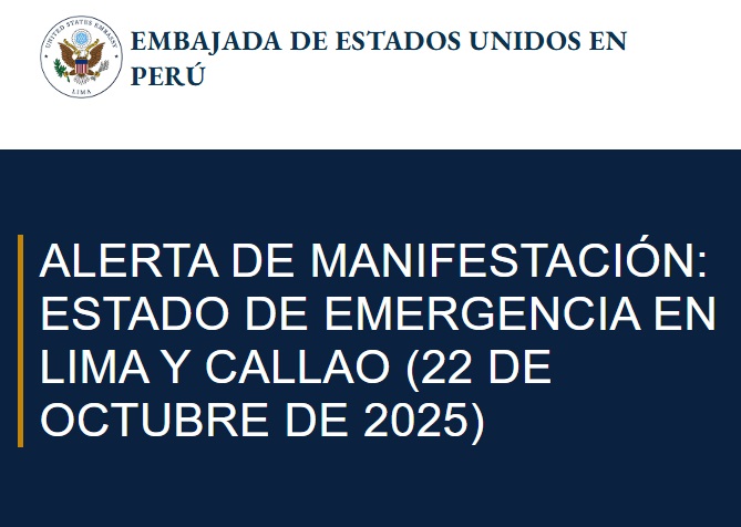 Comunicado de la embajada de EE.UU. en Perú.