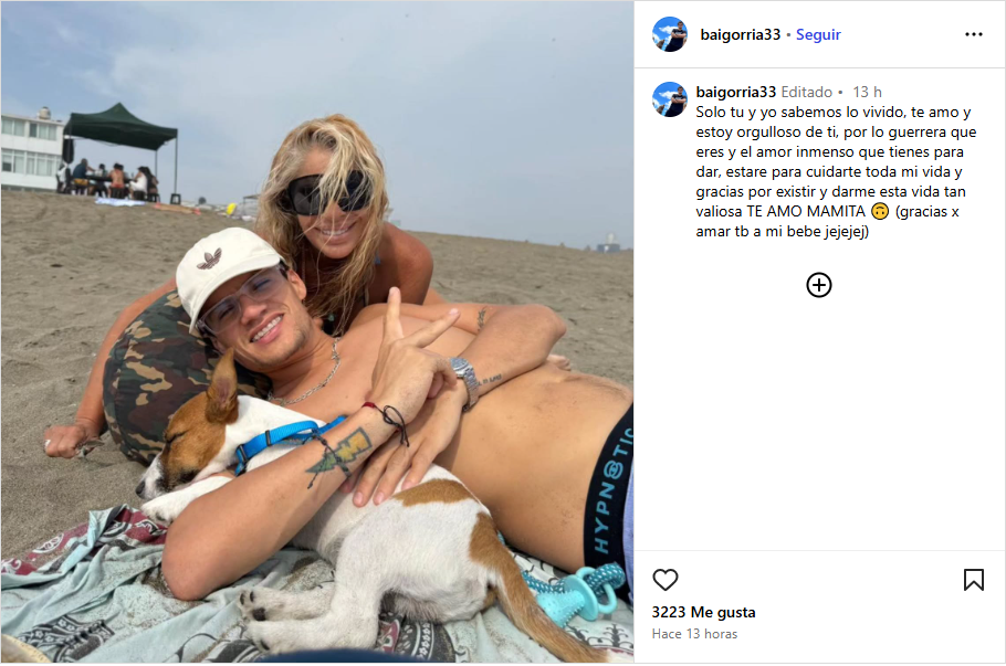 Publicación de Sergio Baigorria dedicado a su madre, Verónica Alcalá