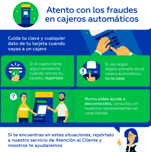 Consejos para evitar fraudes en cajeros automáticos.