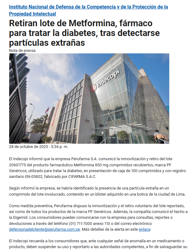 Comunicado de Indecopi