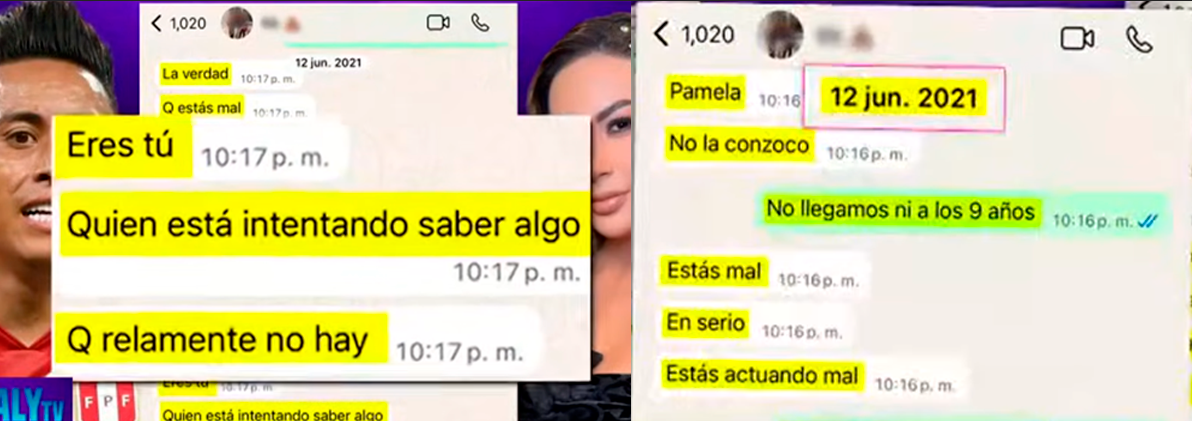 Chats donde Christian Cueva negaba conocer a Nadeska.