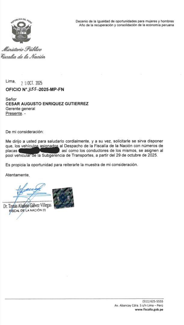 Oficio enviado por Tomás Gálvez.