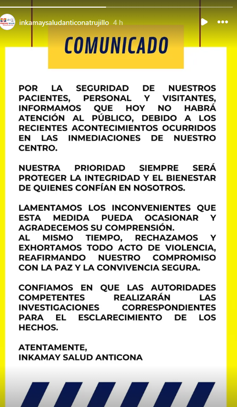 Comunicado de clínica