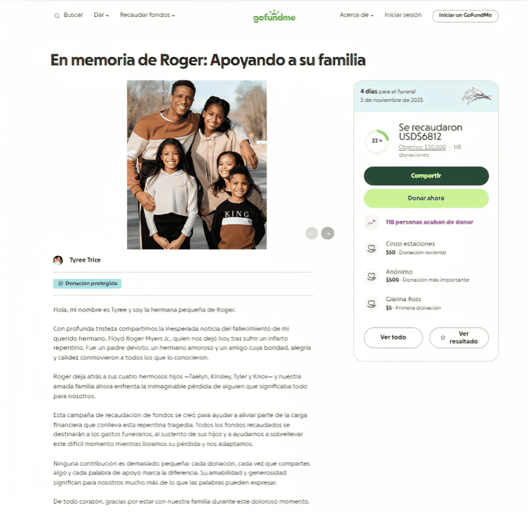 Familia de actor solicitó ayuda económica en GoFundMe