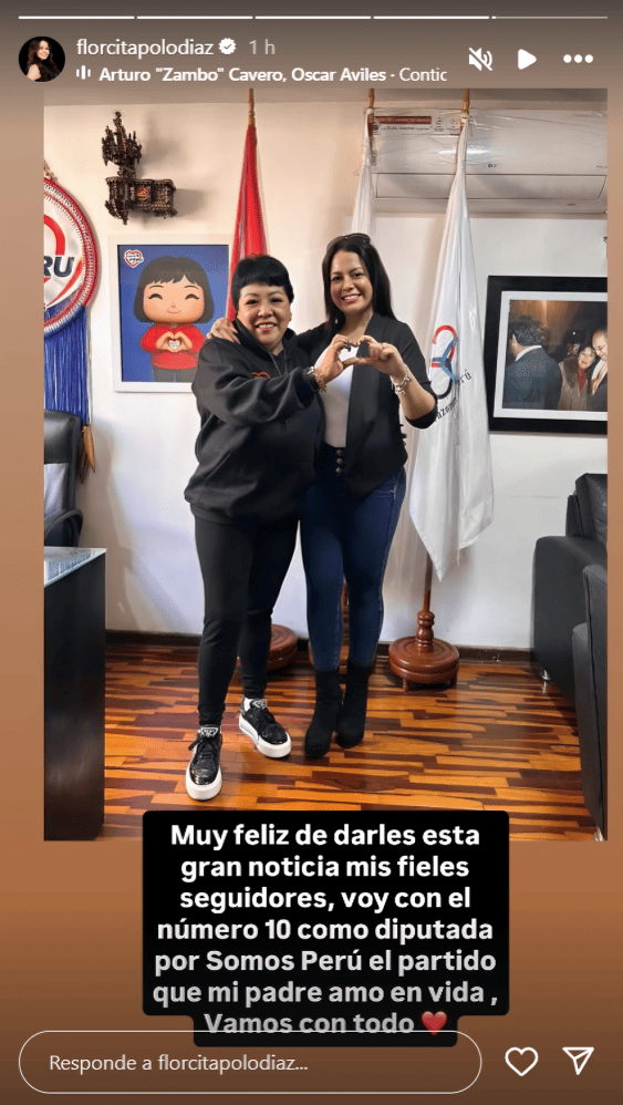 Publicación de Flor Polo en su historia de Instagram