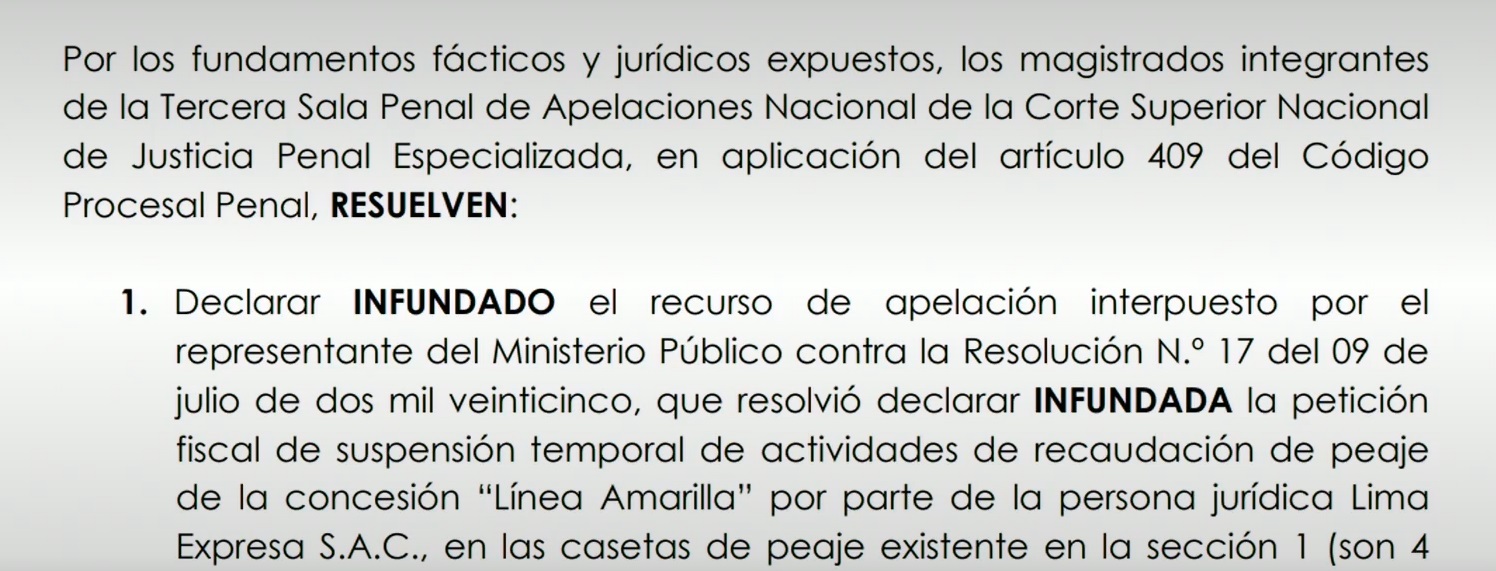 Resolución sobre suspensión de Línea Amarilla.