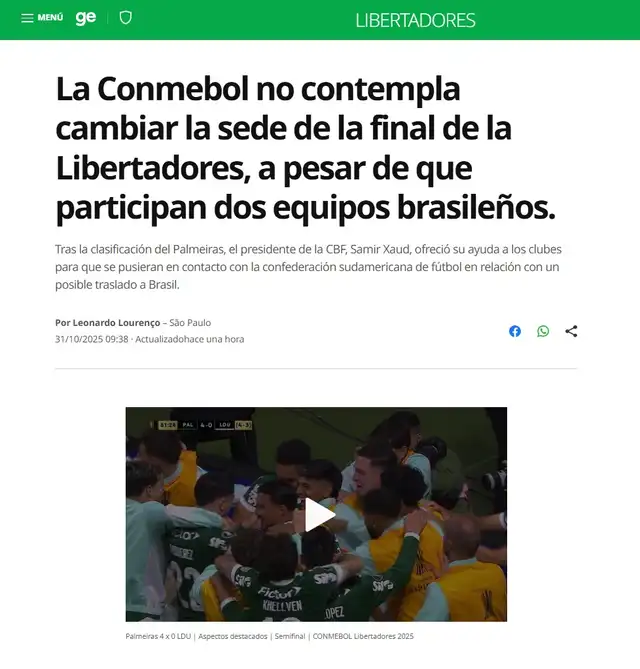 Nota de Globoesporte.