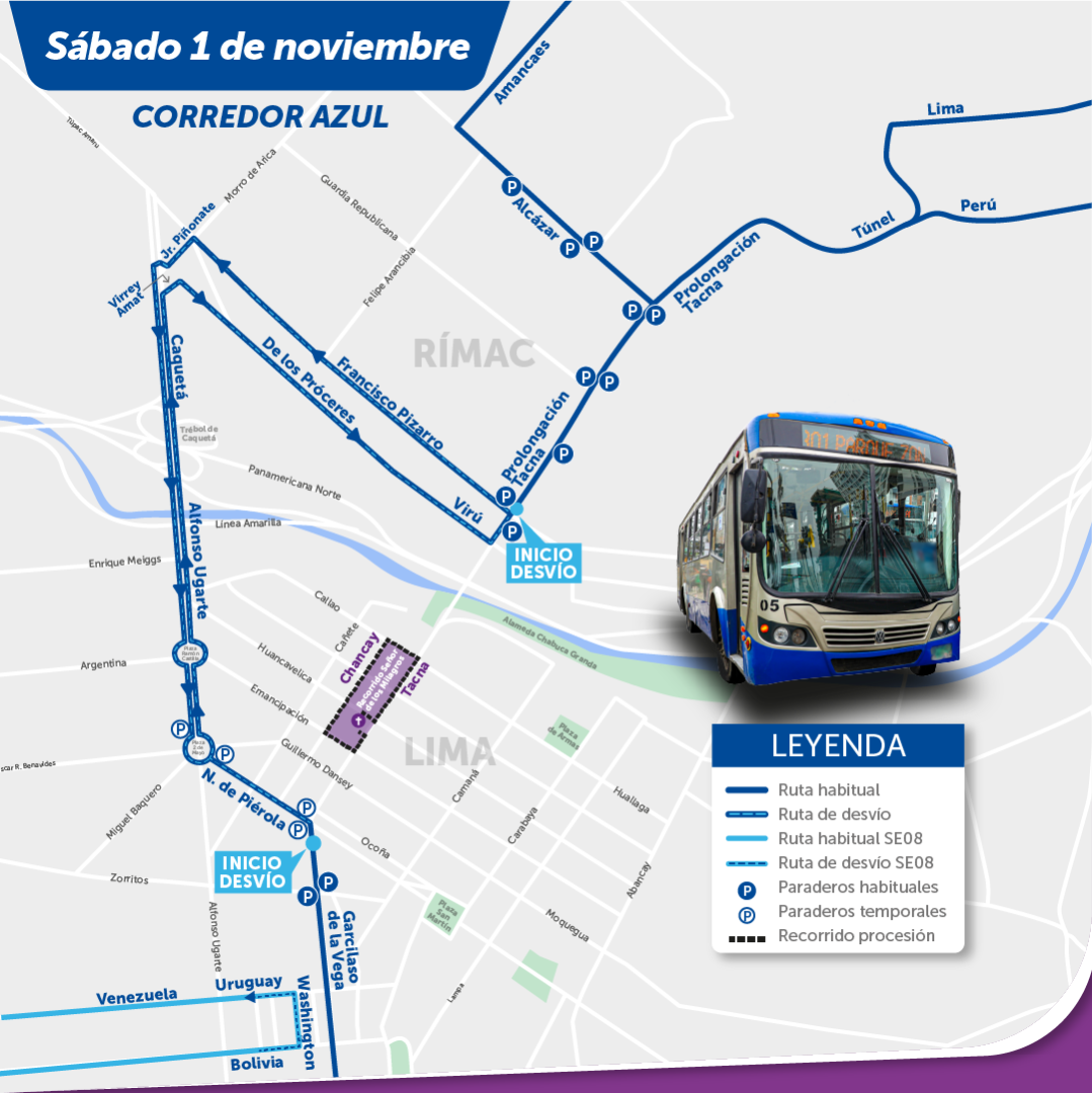 Ruta del Corredor Azul durante procesin