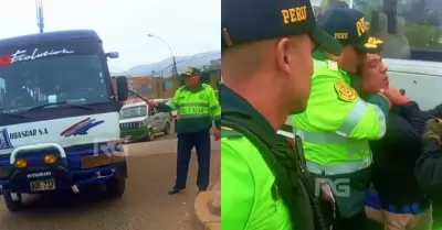 Efectivo policial rompi espejo de coaster en SJL.