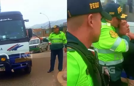 Efectivo policial rompi espejo de coaster en SJL.