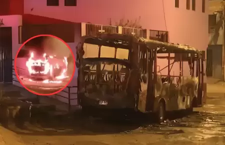 Bus de lnea 'la 40' es incendiado tras levantamiento de paro de transportistas