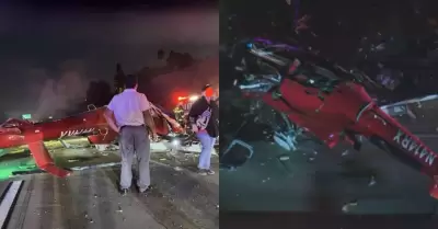 Helicptero se estrella en carretera de Estados Unidos.