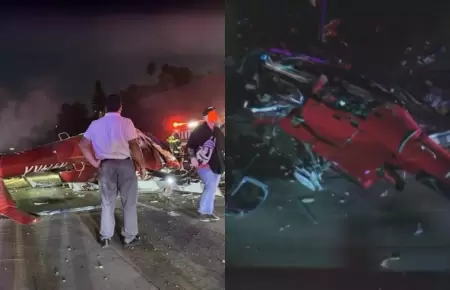 Helicptero se estrella en carretera de Estados Unidos.