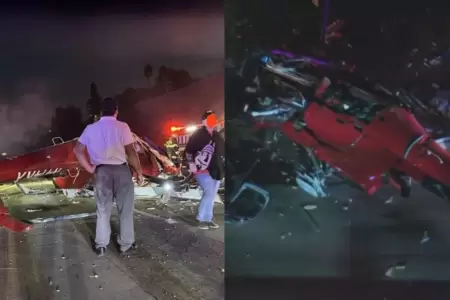 Helicptero se estrella en carretera de Estados Unidos.